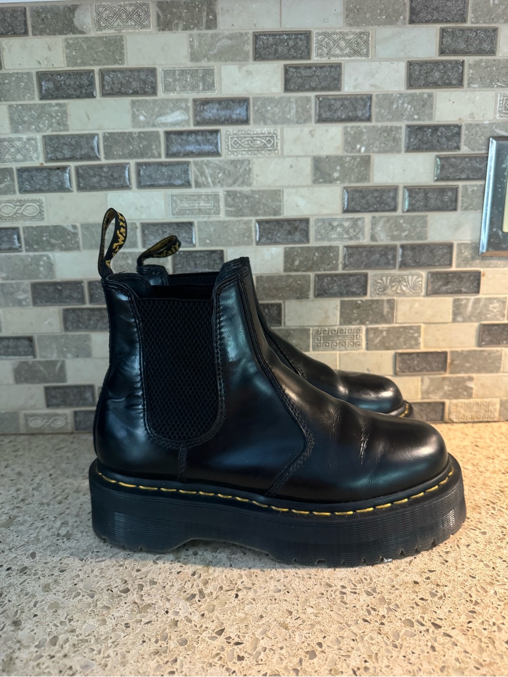 Dr. Martens Black Leather Platform Chelsea Boots